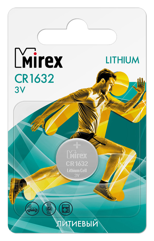 Батарея литиевая Mirex CR1632  3V (цена за 1 бат.)