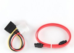 Комплект кабелей SATA Cablexpert, интерфейсный (48см) 7pin\/7pin и питания (15см) 4pin\/15pin, пакет