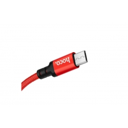 Кабель USB - MicroUSB HOCO X14 2,4A красный 1м (в оплетке)