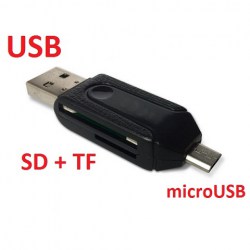 Картридер OTG  TDS-521 (USB,TF,SD,microUSB)